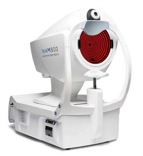 The WAM 800 Wavefront Analyzer used for the RTA eye test